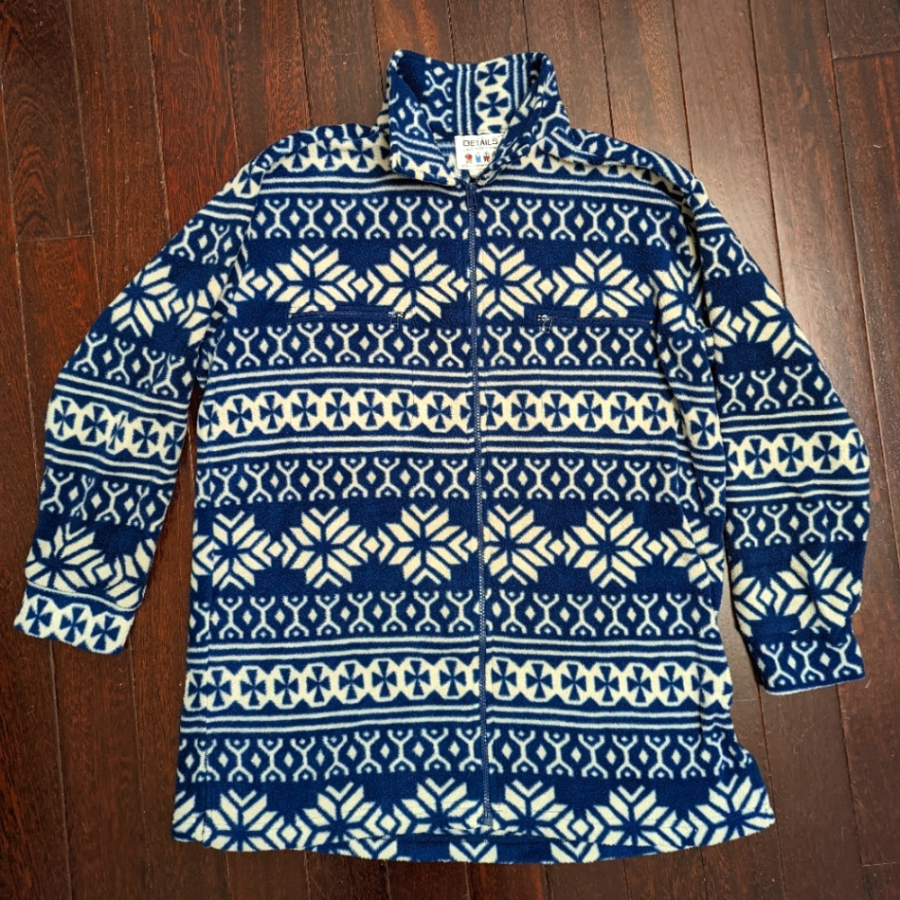Vintage Alpine Snowflake Fleece Full Zip Jacket